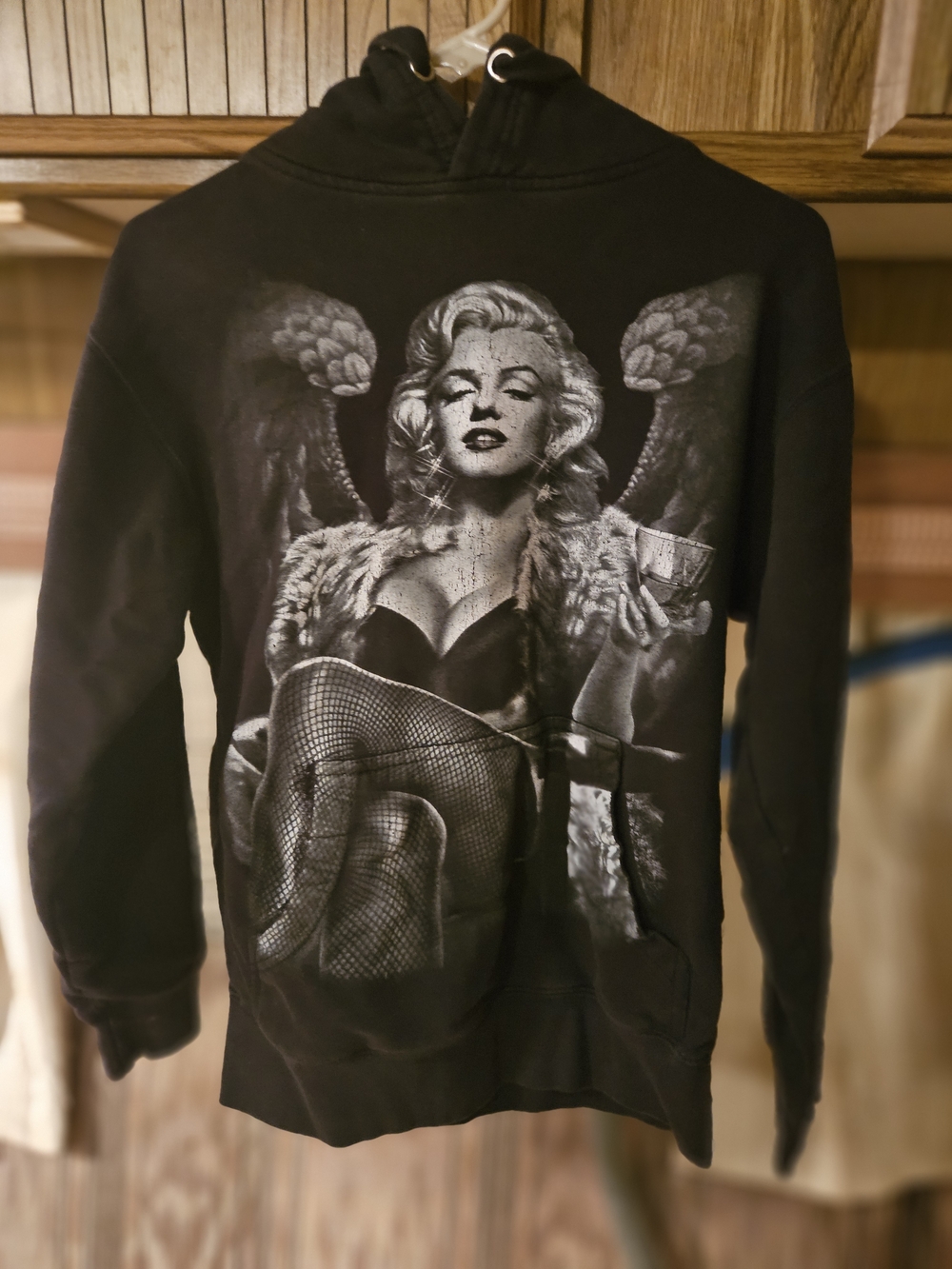 Marilyn Monroe Black Graphic Hoodie Angel Print